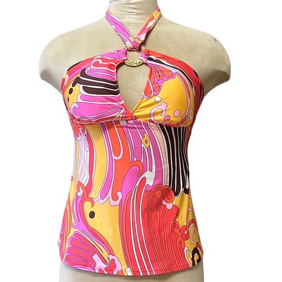 Trina Turk Tankini Top Bikini Swimsuit Swim Halter 6 S Small - Picture 1 of 8